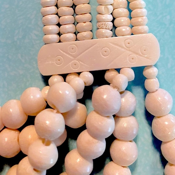 BONE Hand carved Tribal, beaded necklace. Made from bovine. Heavy,vintage 1960’s - Picture 10 of 16